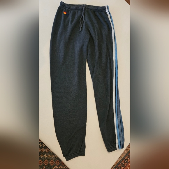 Aviator Nation, 5 STRIPE SWEATPANTS, charcoal/blue, size L - Picture 2 of 6